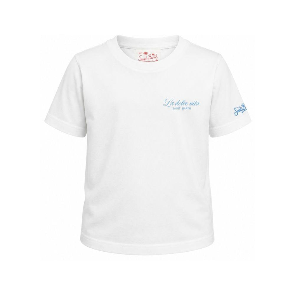 T-shirt per bambino MC2 Saint Barth Kids bianca scollo rotondo e stampa grafica PRL0001 00932L MC2 ST. BARTH KIDS
