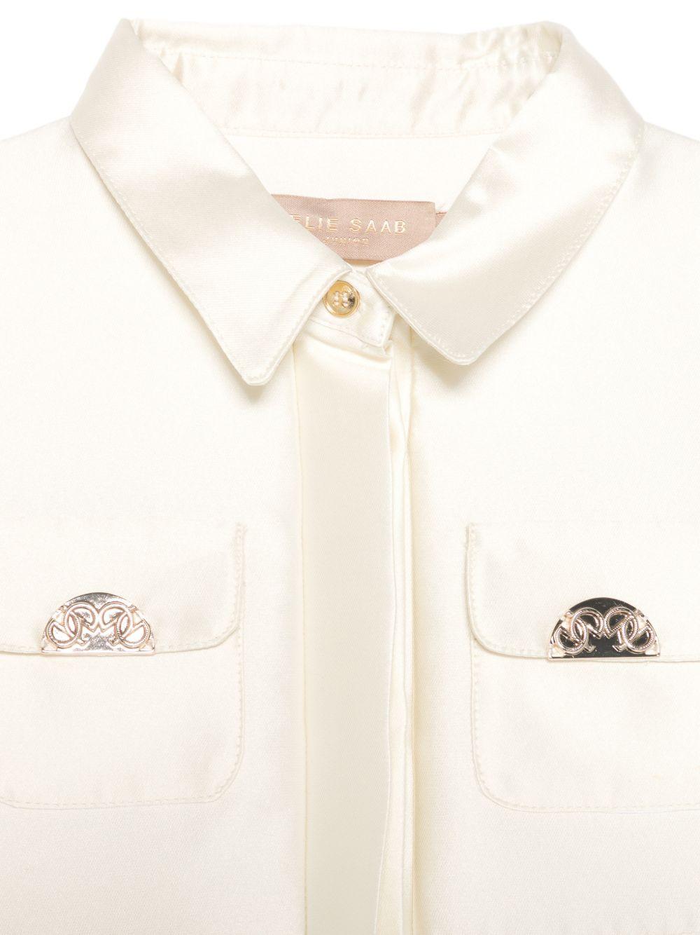 Abito per bambina Elie Saab bianco con colletto classico EFAB119TS0807 CRM ElIE SAAB KIDS