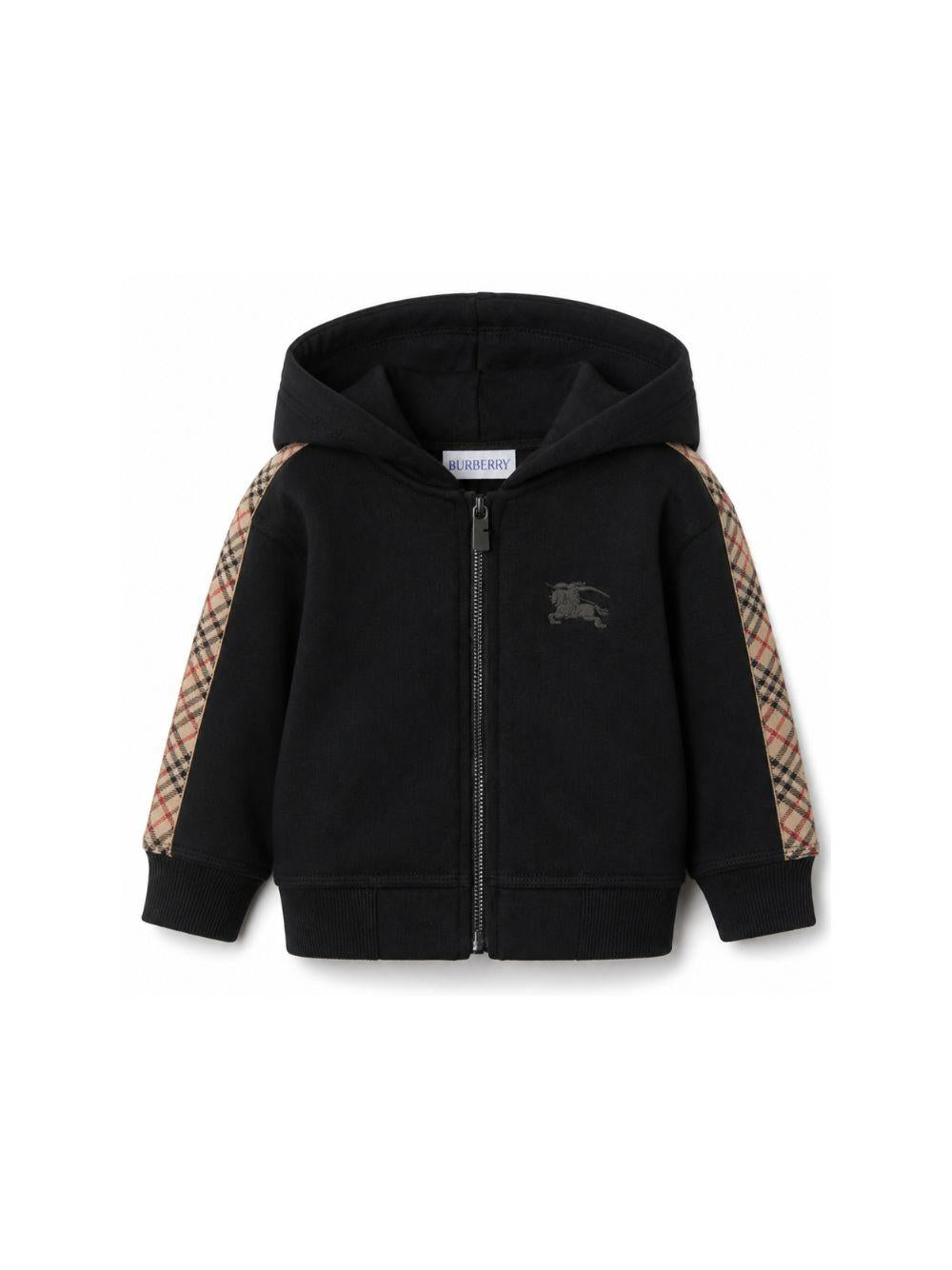 Felpa per neonati Burberry Kids nera con logo ricamato e zip 8108852 A1189 BURBERRY KIDS
