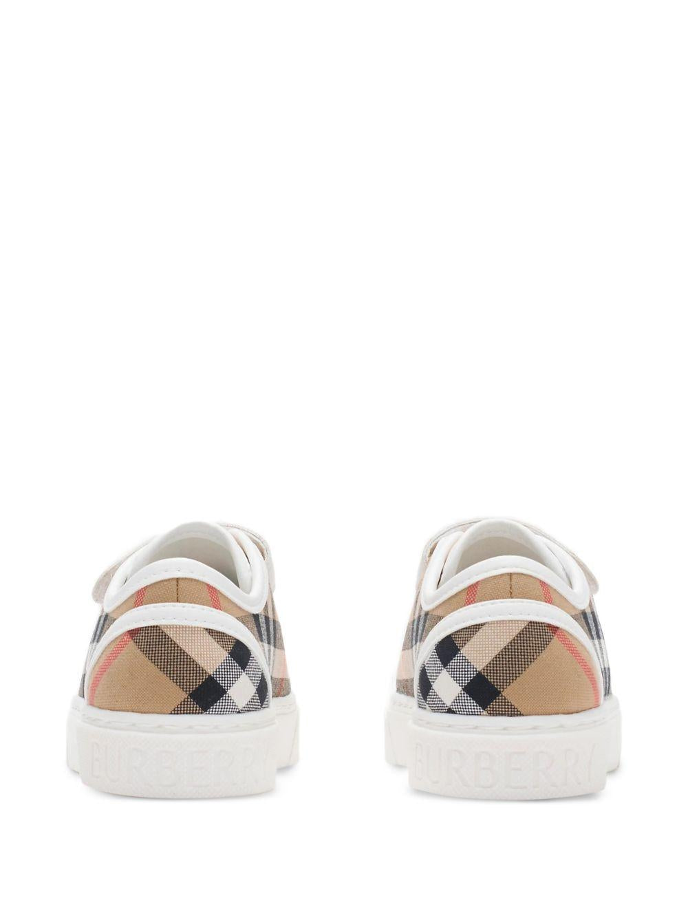 Sneakers per bambini Burberry Kids beige con motivo Vintage Check 8117797 B9368 BURBERRY KIDS
