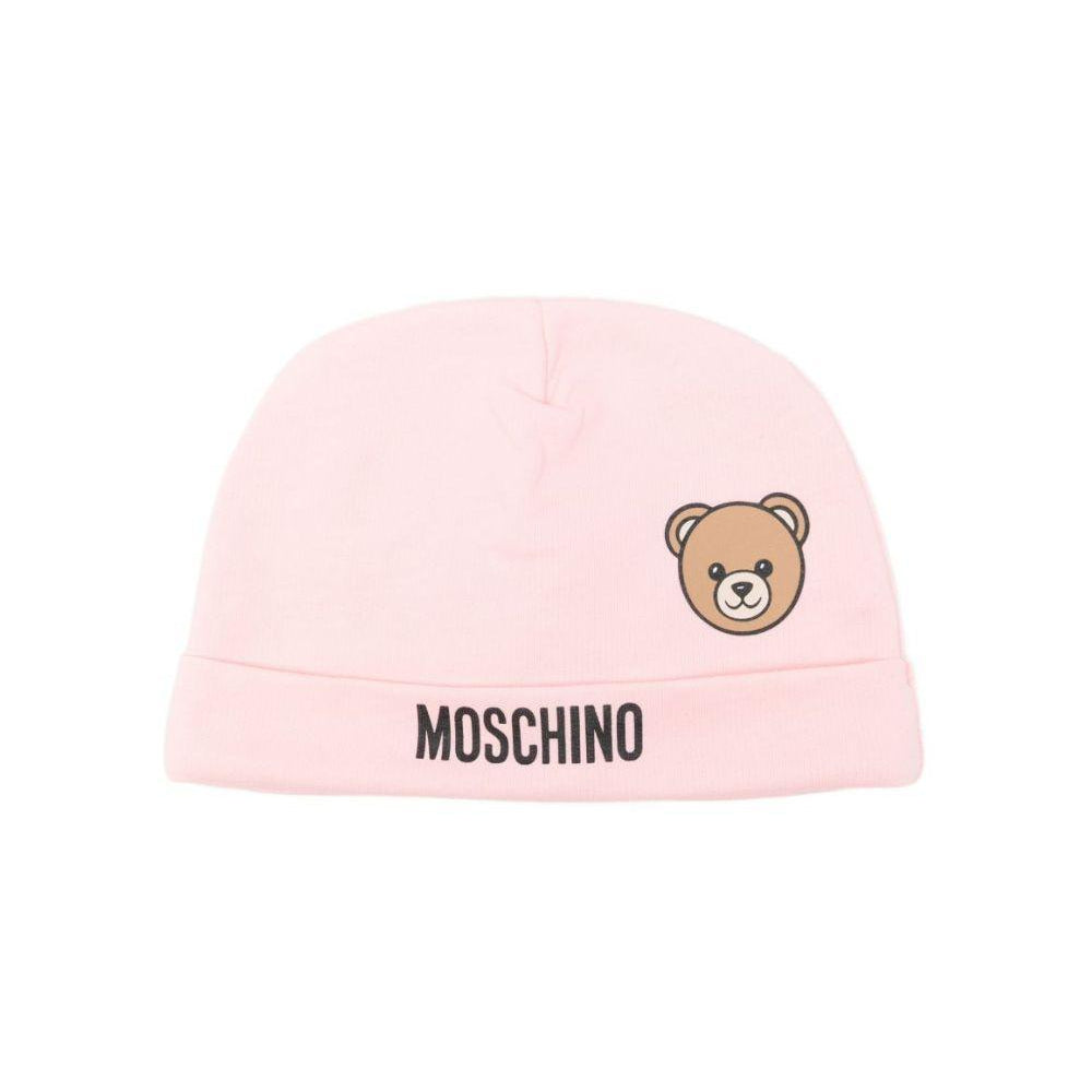 Berretto per neonata Moschino Kids rosa con motivo orsetto MUX05ULCA19 50209 MOSCHINO KIDS