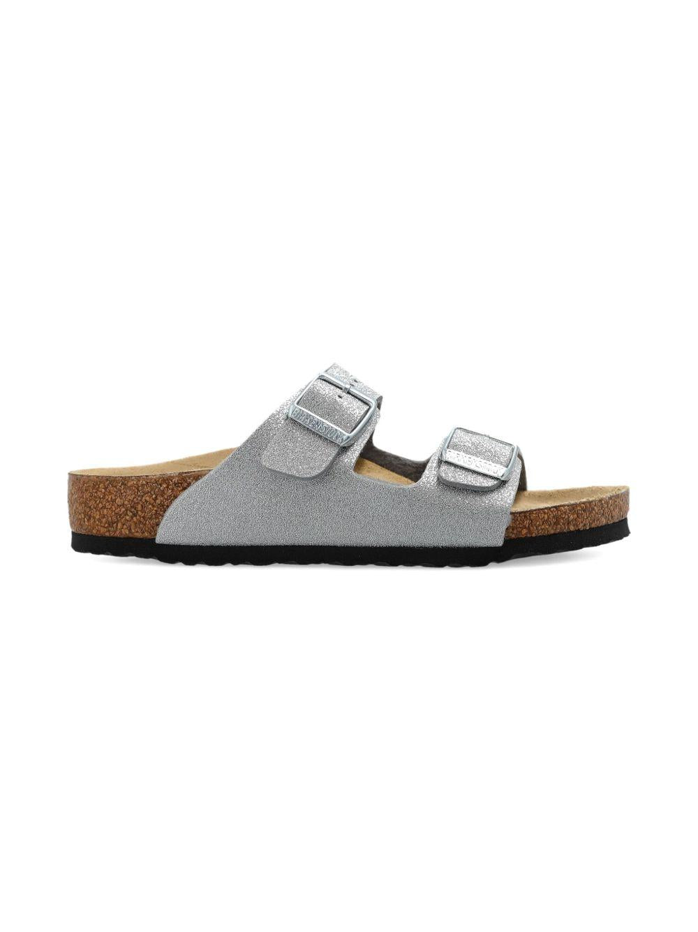 Sandali Arizona per bambina Birkenstock Kids color argento con glitter 1030477 SILVER BIRKENSTOCK KIDS