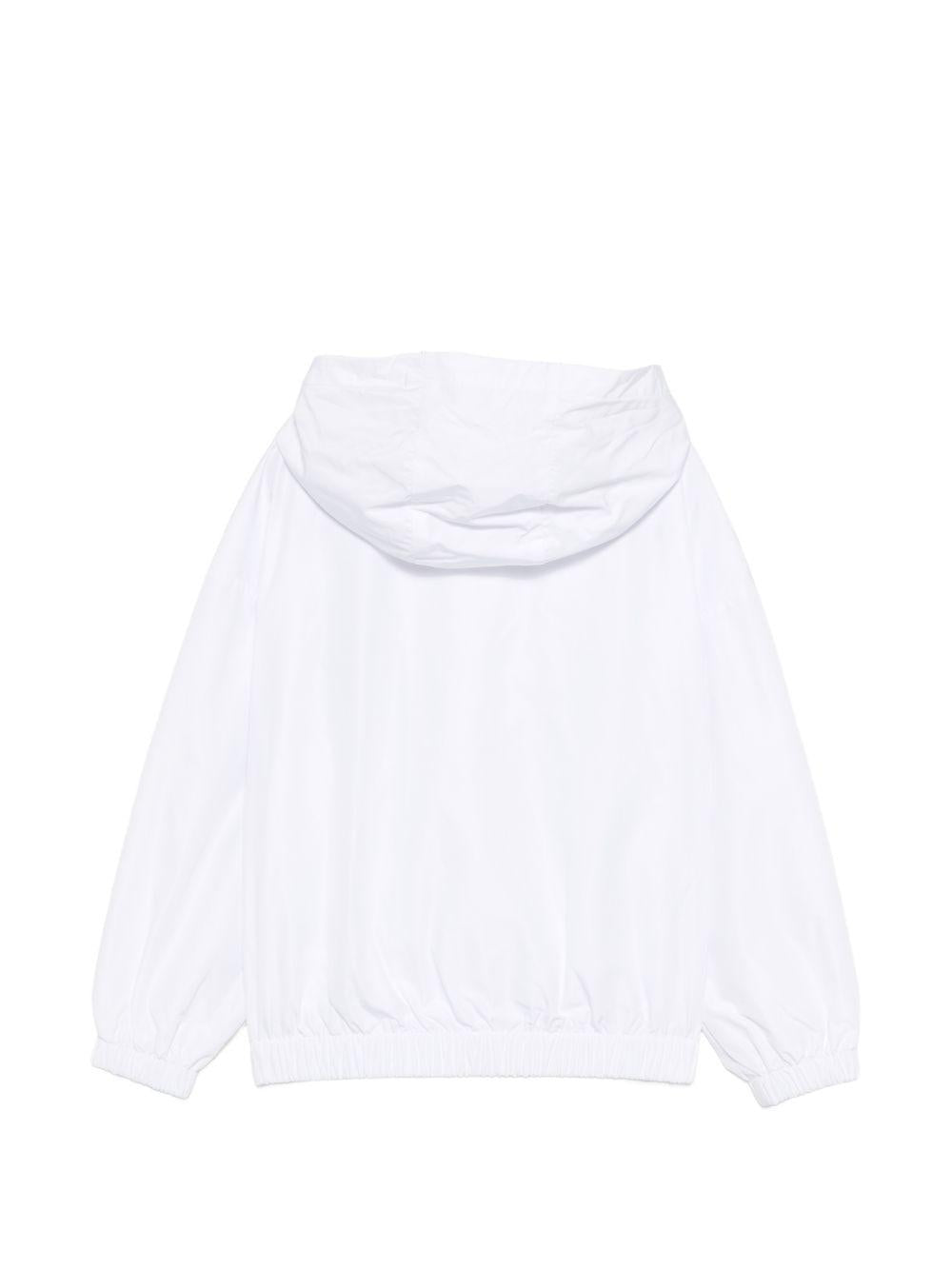 Giubbino per bambini Moschino Kids bianca con stampa Teddy Bear sul davanti HUS05KL3A39 10101 MOSCHINO KIDS