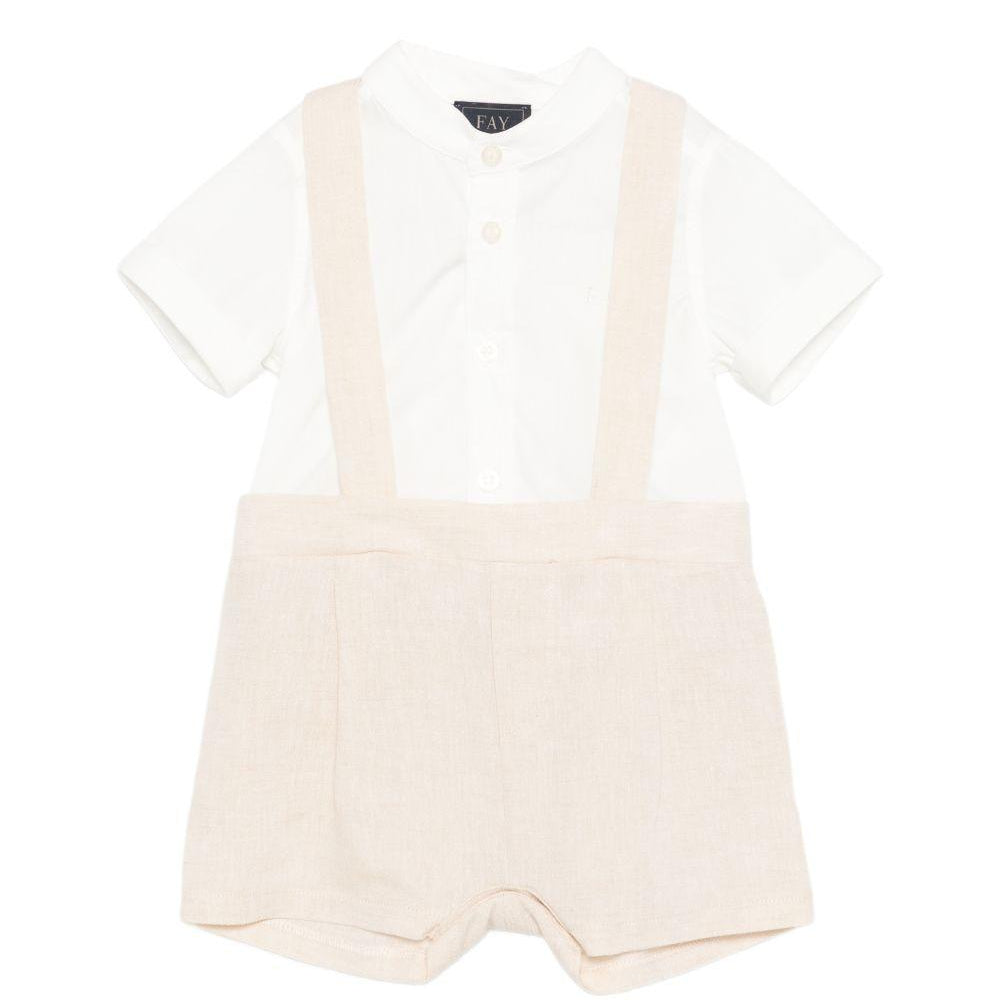Set camicia e salopette per neonato Fay Kids multicolore con colletto tondo FYA511 I0318 109AV FAY KIDS