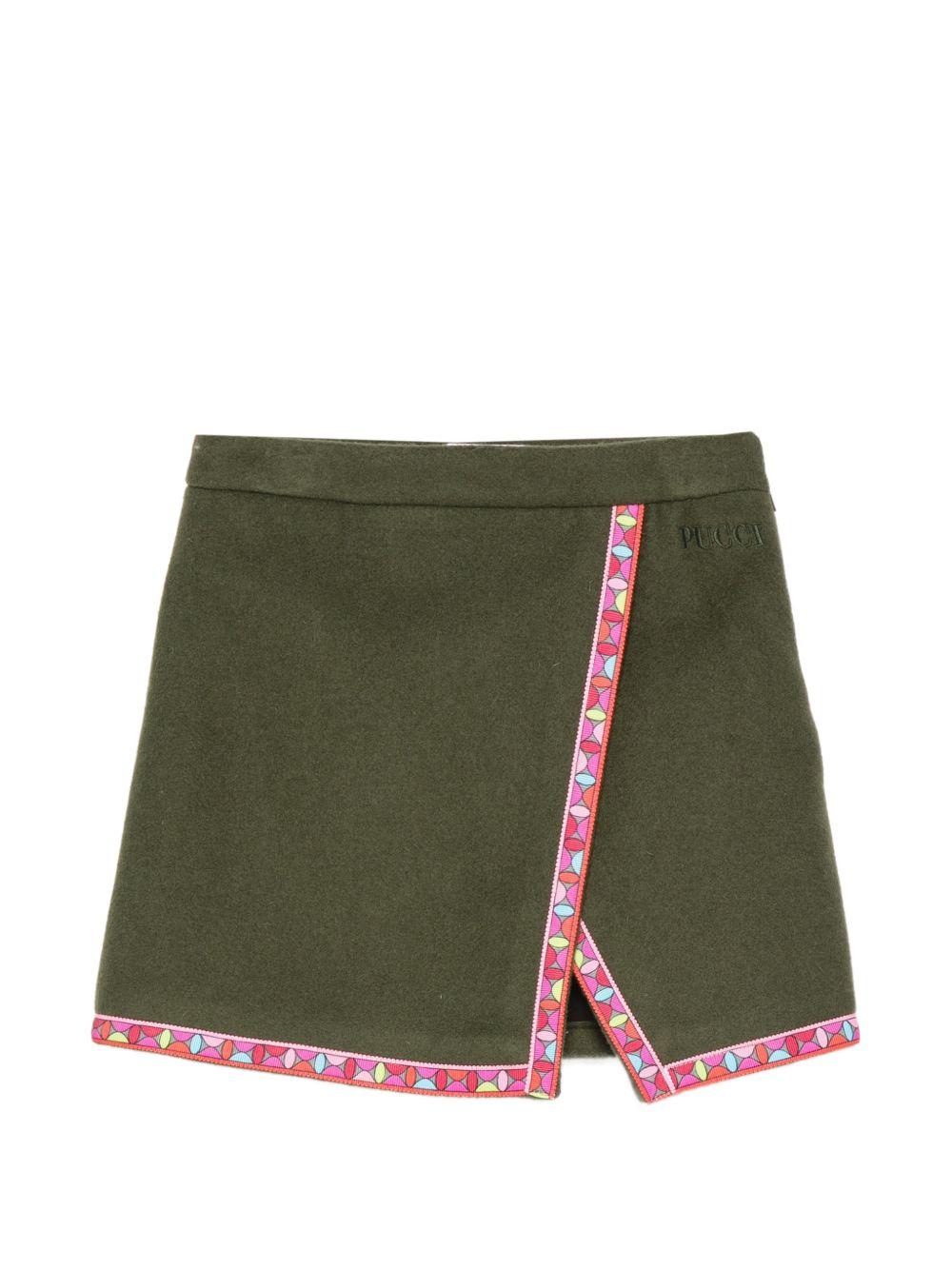 Gonna per bambina Emilio Pucci Kids verde con finiture con motivo geometrico PZ7A50 E0259 783 EMILIO PUCCI KIDS