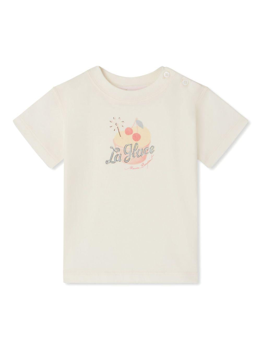 T-shirt per neonata Bonpoint Dom bianco con stampa sul davanti S05XTSK00012 104 BONPOINT KIDS