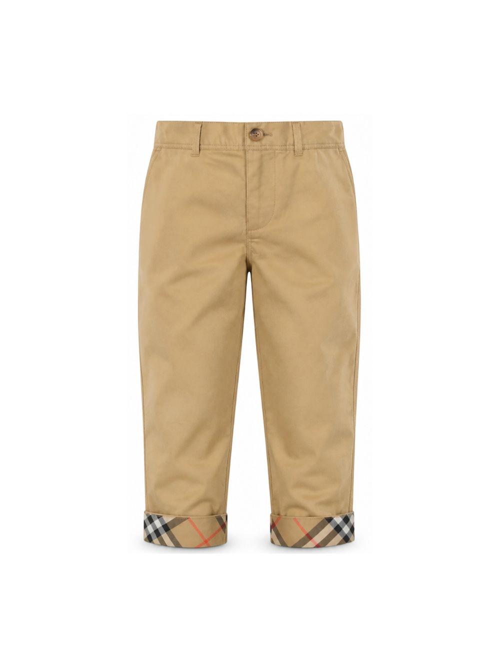 Pantaloni per bambino Burberry Kids beige con risvolto con motivo Check 8131850 B9719 BURBERRY KIDS