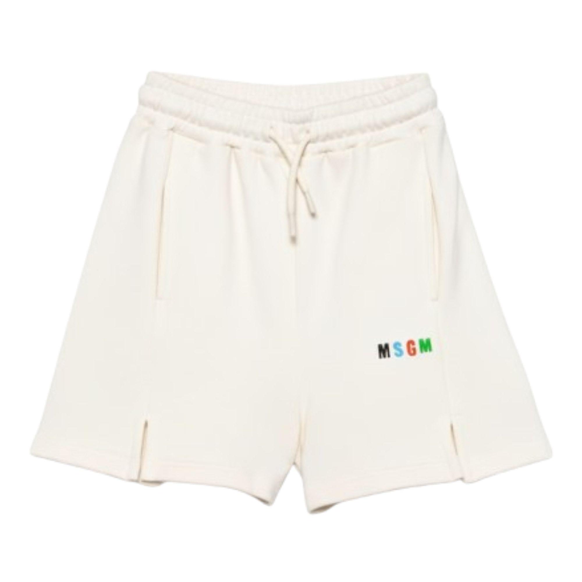 Shorts per bambino MSGM Kids bianchi con vita elasticizzata S6MSJBBE235 013 MSGM KIDS