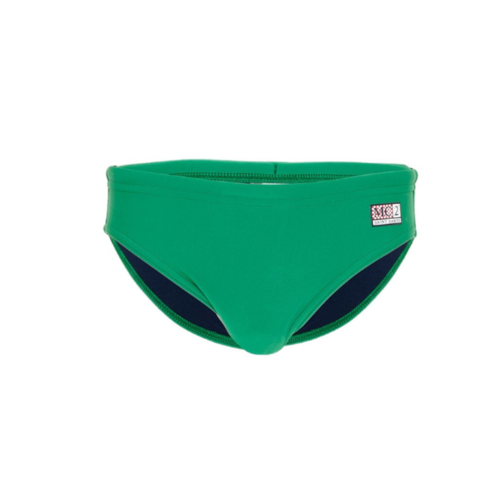 Costume da bagno per bambino MC2 Saint Barth Kids verde con logo sul davanti BIL0001 00732L MC2 ST. BARTH KIDS