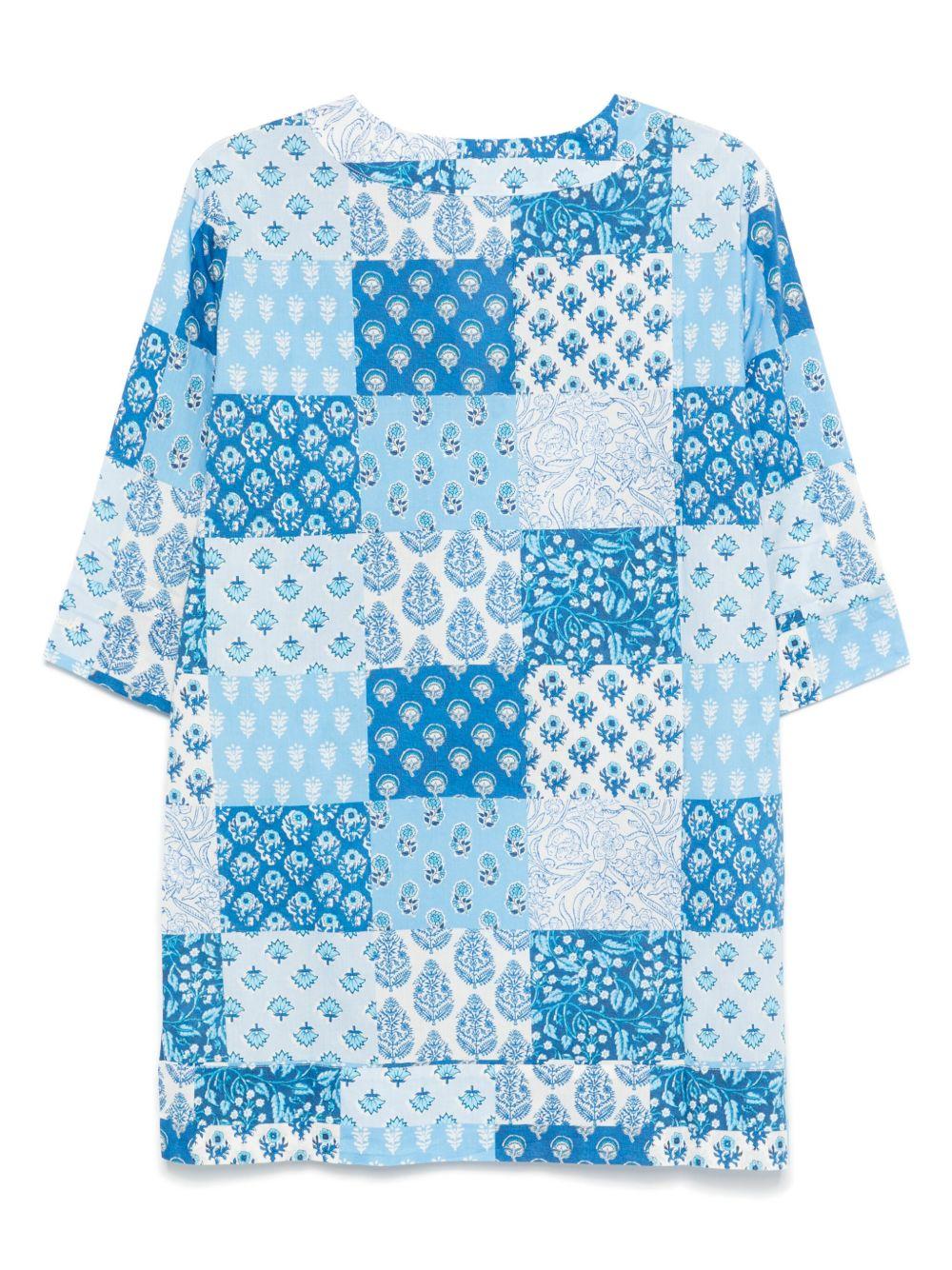 Copricostume per donna MC2 Saint Barth azzurro con design patchwork MHA001 00380H MC2 ST. BARTH