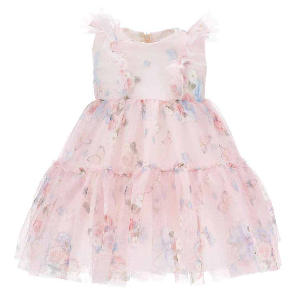 Abito per neonata Monnalisa rosa con stampa a fiori 31G902 7655 0090 MONNALISA KIDS