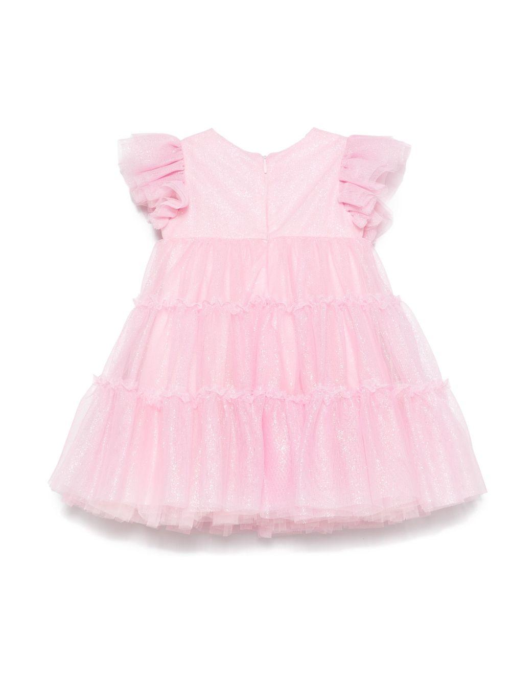 Abito per neonata Monnalisa rosa in tulle con dettaglio glitter 31E903 5907 9075 MONNALISA