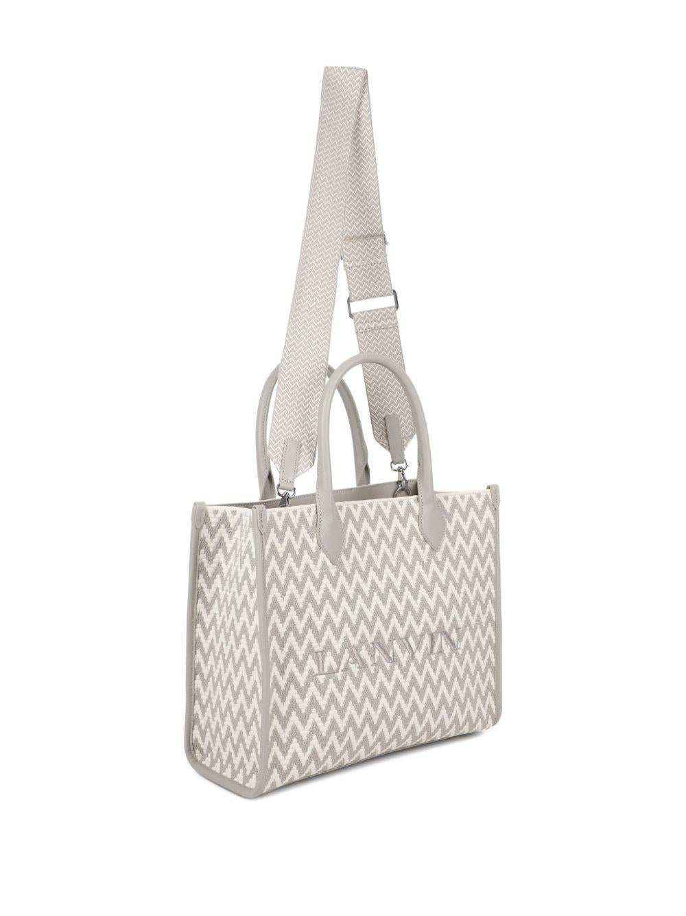 Borsa tote per bambina Lanvin Enfant grigia con motivo a zig-zag N30330 N52 LANVIN KIDS