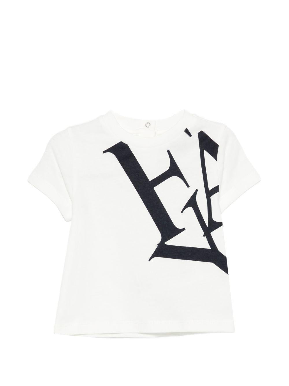 T-shirt per neonato Fay Kids bianca con stampa grafica con logo FY8501 Z3708 101BL FAY KIDS