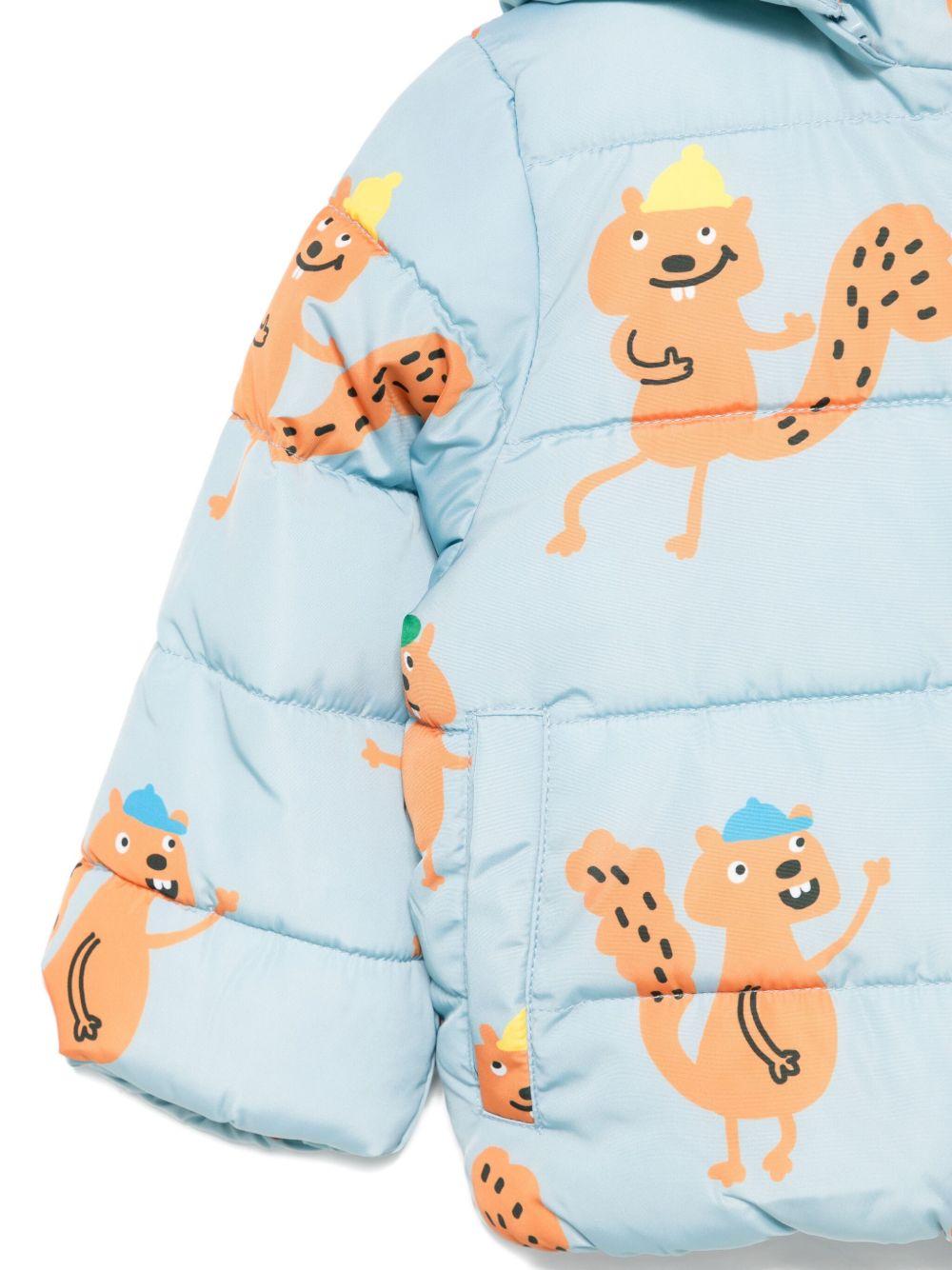 Piumino per neonato Stella McCartney Kids azzurro con stampa scoiattoli TX2547 Z3224 670MC STELLA McCARTNEY KIDS