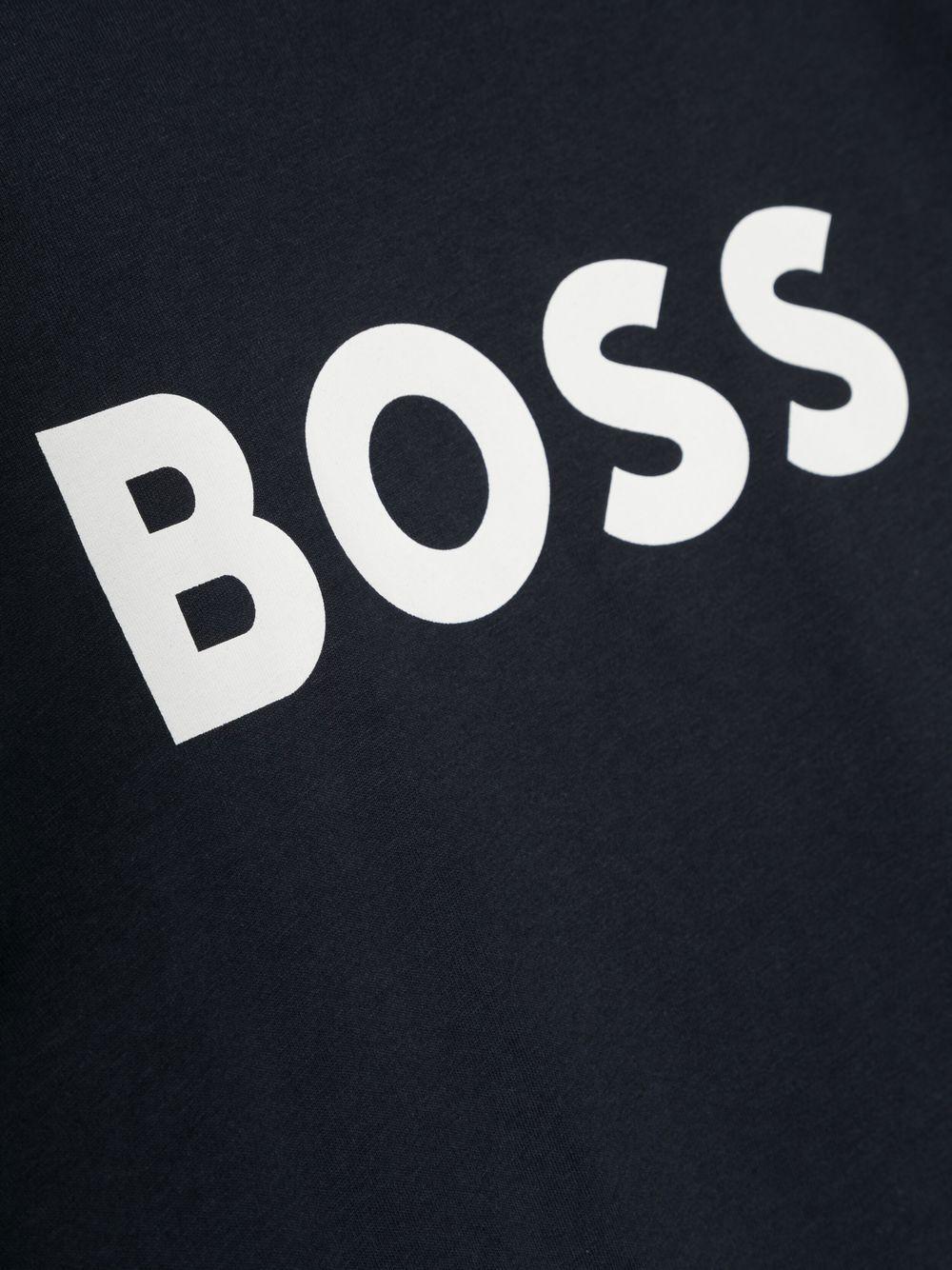 T-shirt per bambino Boss Kids blu con stampa logo sul davanti J25P25 849 BOSS KIDS