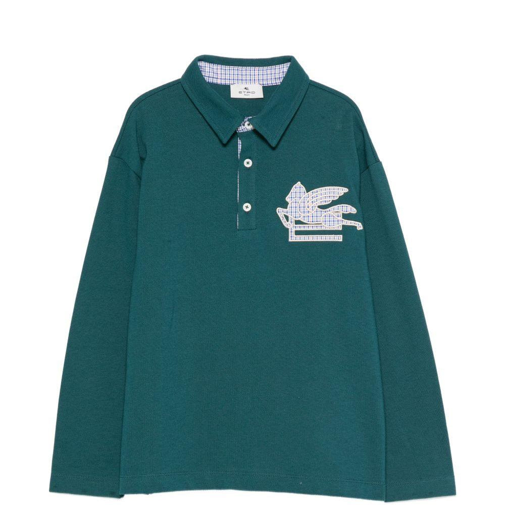 T-shirt per bambino Etro Kids verde con colletto stile polo GZ8H41 Z0022 797 ETRO KIDS