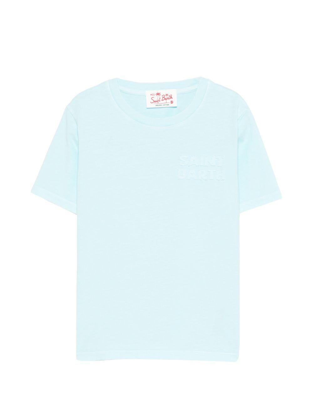 T-shirt per bambino MC2 Saint Barth Kids azzurra con logo goffrato POT0002 01233L MC2 ST. BARTH KIDS
