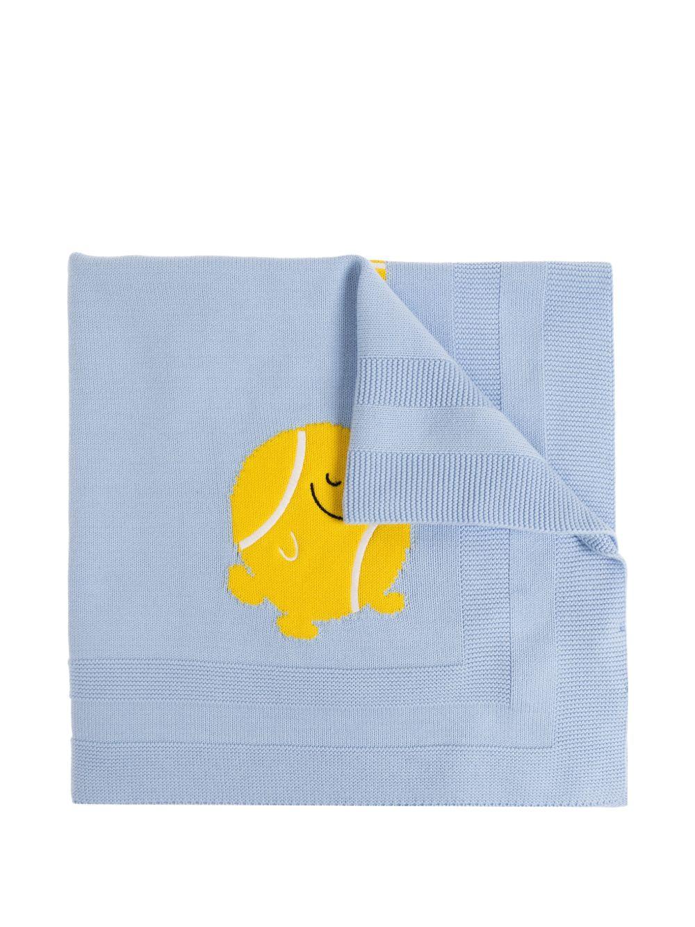 Coperta per neonati Stella McCartney Kids azzurra con ricamo palline da tennis TY0510 Z2423 602 STELLA McCARTNEY KIDS
