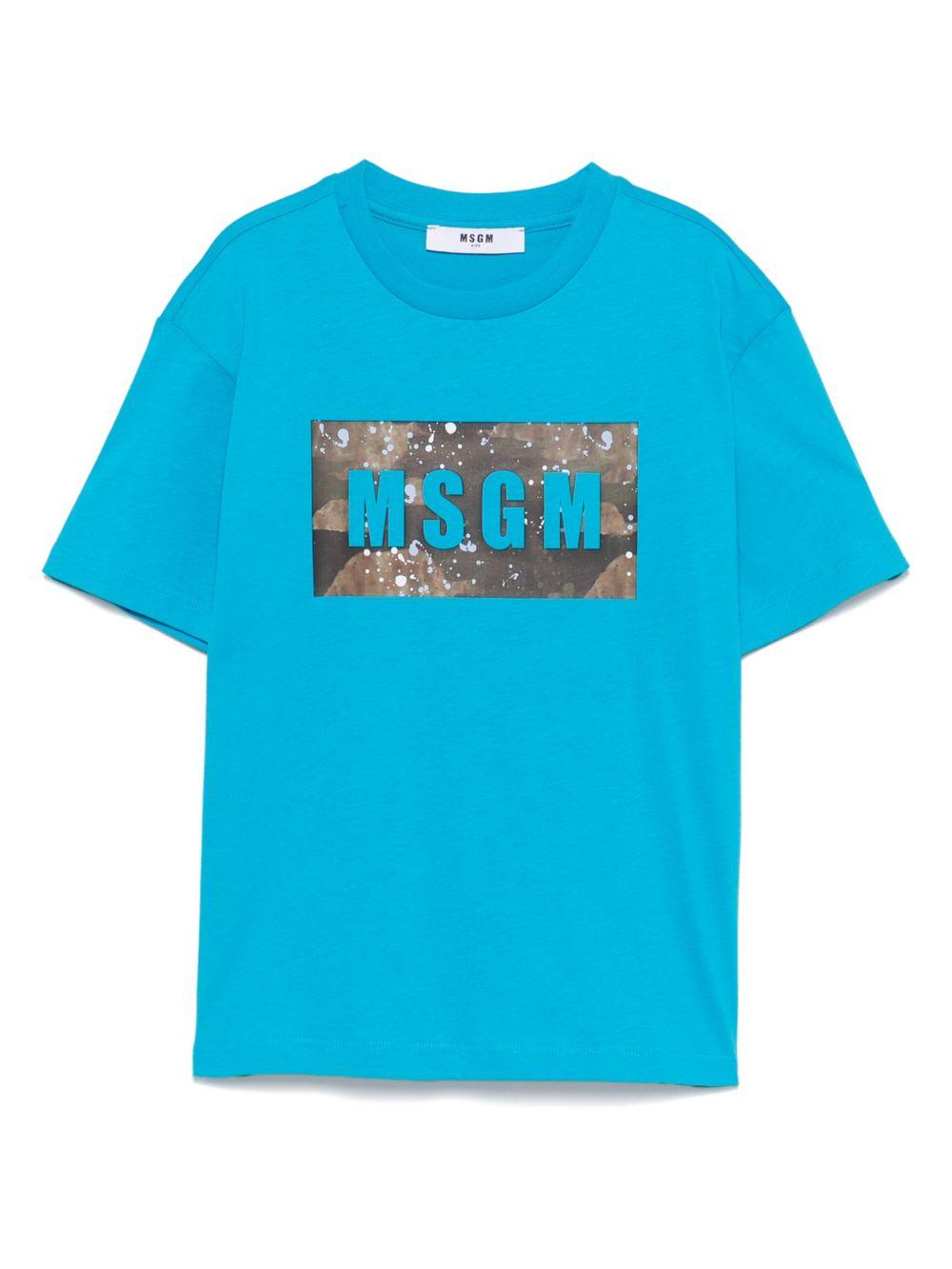 T-shirt con stampa per bambino MSGM Kids azzurro con orlo dritto S5MSJBTH036 MS011 MSGM KIDS