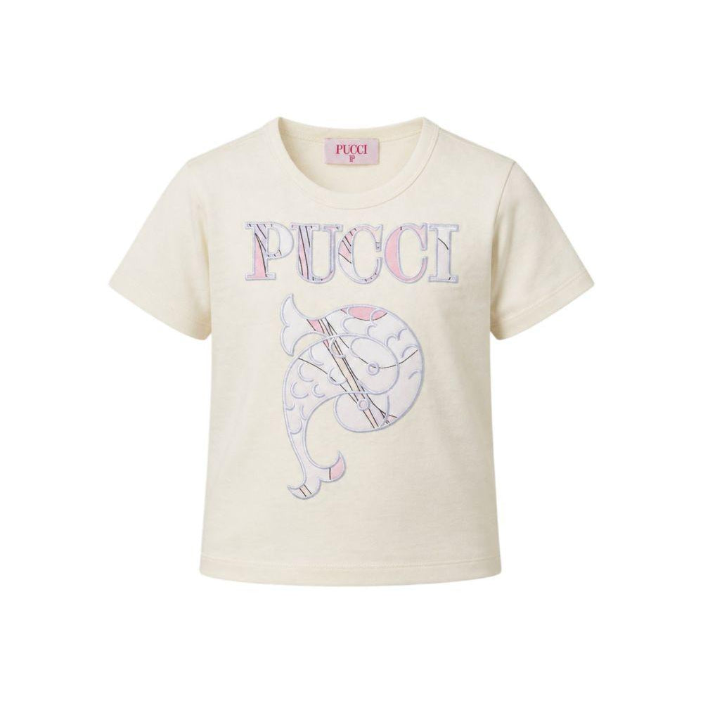 T-shirt per bambina Emilio Pucci Junior bianca con ricamo logo PY8A01 Z3672 102LI EMILIO PUCCI KIDS