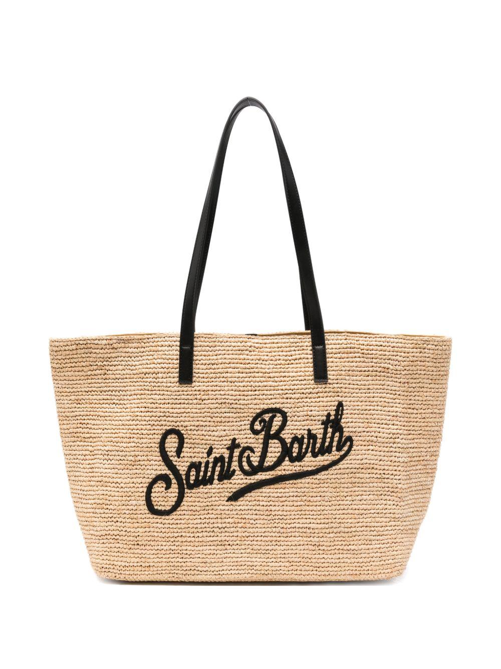 Borsa Rafia City MC2 Saint Barth beige con ricamo logo RAFC001 00421L MC2 ST. BARTH KIDS