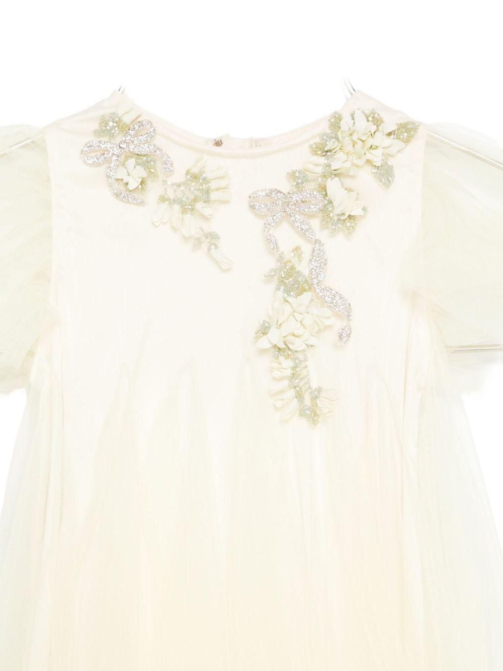 Abito per neonata Maison Ava giallo con applicazioni floreali MA FW25 GL09 YELLOW MAISON AVA KIDS