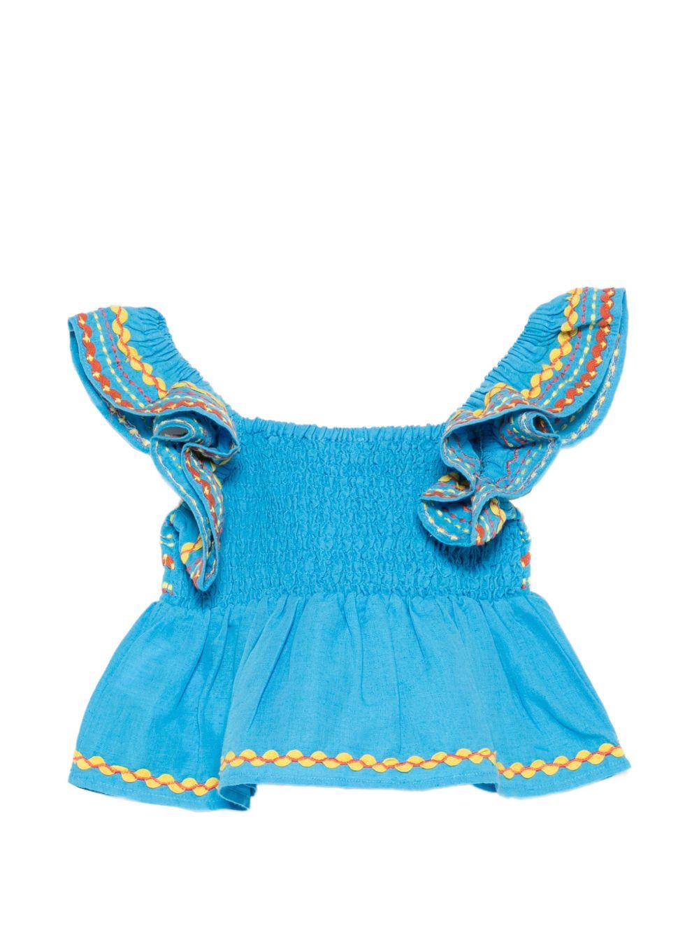 Top per bambina Stella McCartney Kids blu con bordo arricciato TY5A82 Z0138 673 STELLA McCARTNEY KIDS