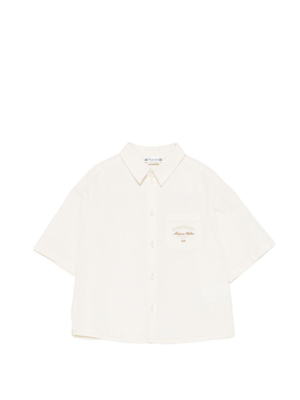 Camicia Elyas per bambino Bonpoint bianca con ricamo logo sul davanti S06BSHW00024 002 BONPOINT