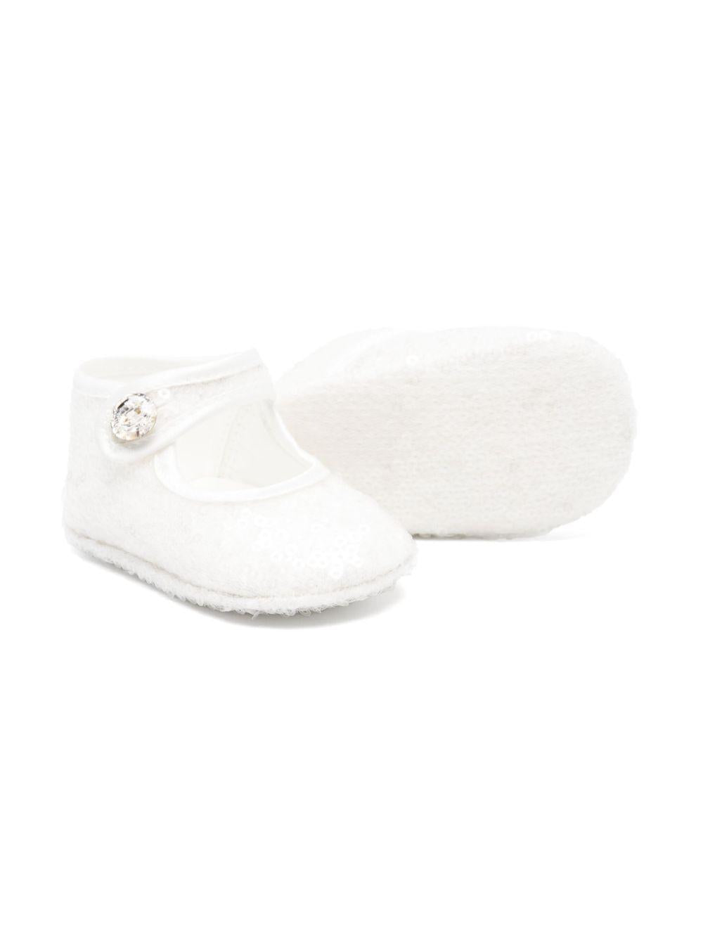 Scarpe primi passi per neonata Monnalisa bianco con paillettes 73E006 5901 0001 MONNALISA