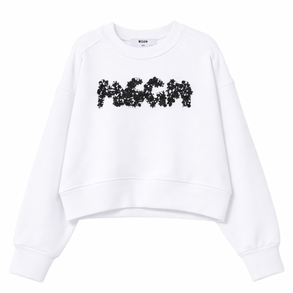 Felpa per bambina MSGM Kids bianca con applicazione logo S6MSJGSW088 001 MSGM KIDS