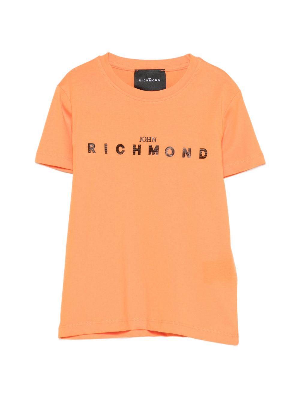 T-shirt per bambino John Richmond Junior arancione con logo sul davanti RBP26008TS ORANGE PEEL JOHN RICHMOND KIDS