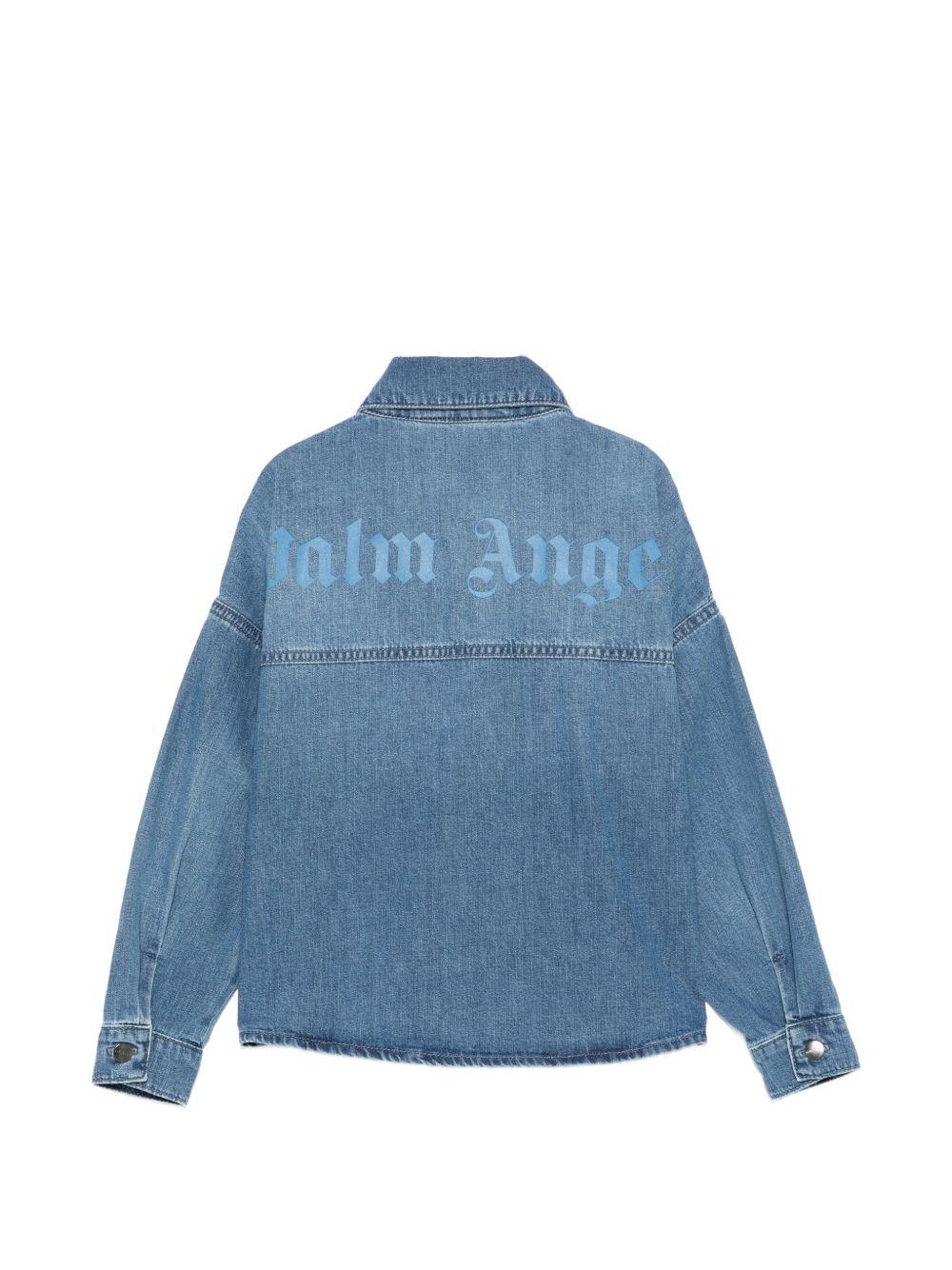 Camicia per bambino Palm Angels Kids blu con tasca sul petto PBYD006S26DEN001 050 PALM ANGELS KIDS