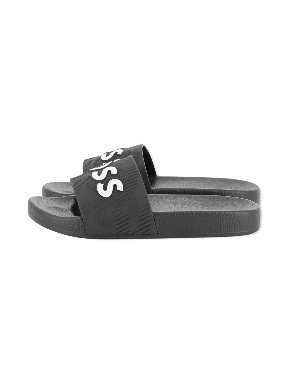 Sandali per bambino Boss Kids neri con logo groffato J52669 09B BOSS KIDS