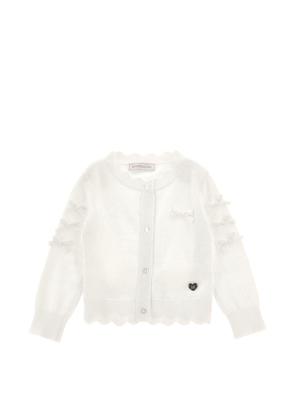 Cardigan per neonata Monnalisa Kids bianco con dettaglio fiocco 37H800 8060 0001 MONNALISA KIDS