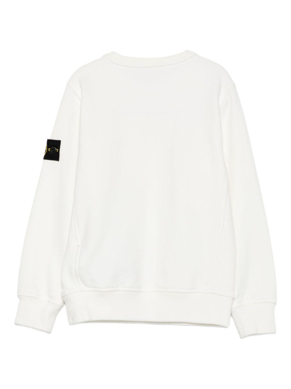Felpa per bambino Stone Island Kids bianco con applicazione sulla manica L2S166100001S0A20 V0001 STONE ISLAND KIDS