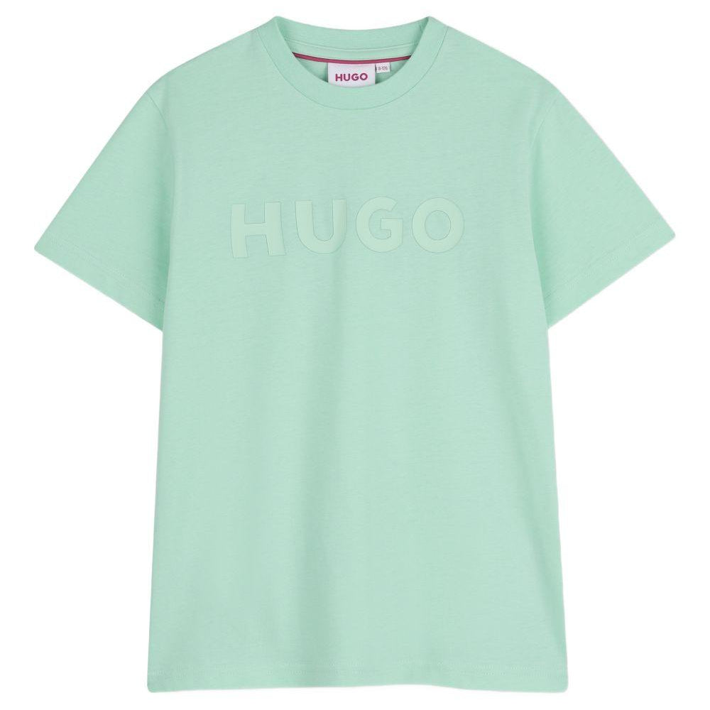 T-shirt per bambino Hugo Kids verde con logo goffrato G01014 72B Hugo KIDS