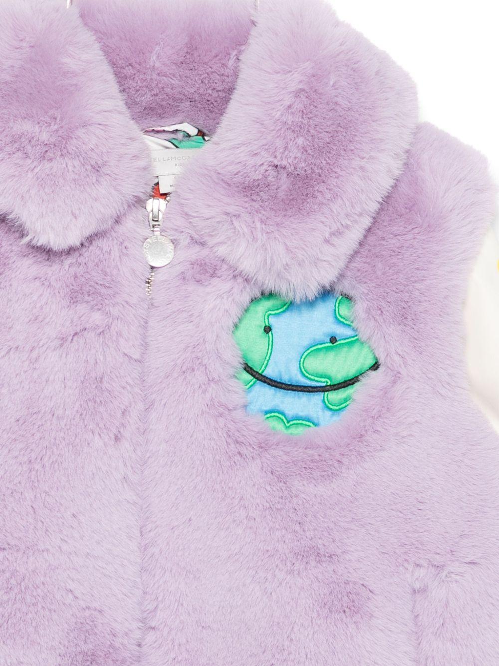 Giacca per bambina Stella McCartney Kids viola in pelliccia sintetica con cerniera TX2C67 Z0654 522 STELLA McCARTNEY KIDS