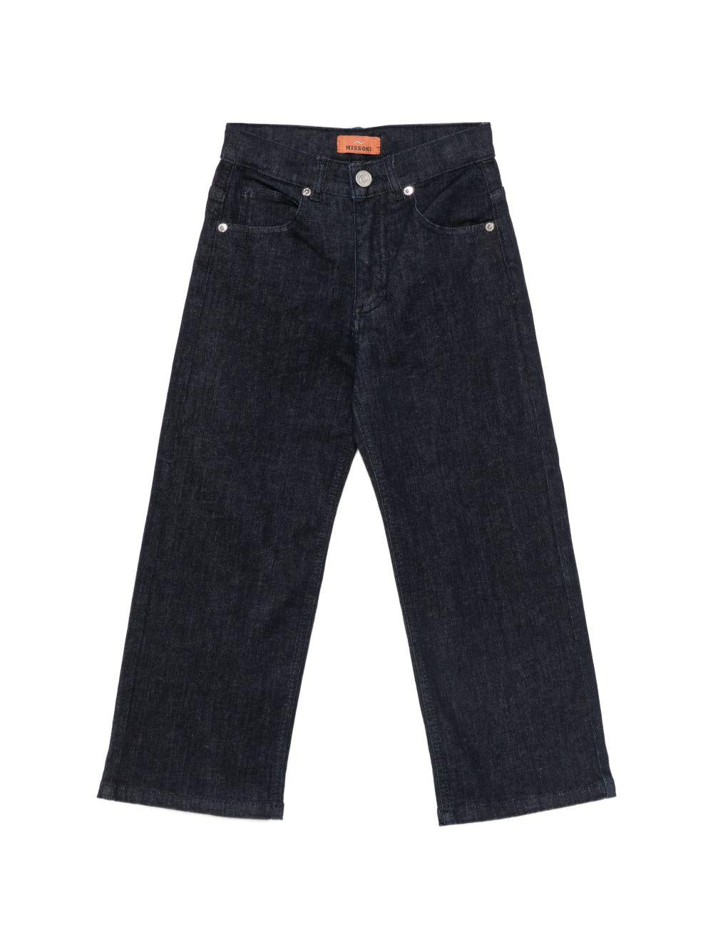 Jeans per bambino Missoni Kids in denim blu con tasca con ricamo a zigzag MZ6H40 Z3664 620 MISSONI KIDS