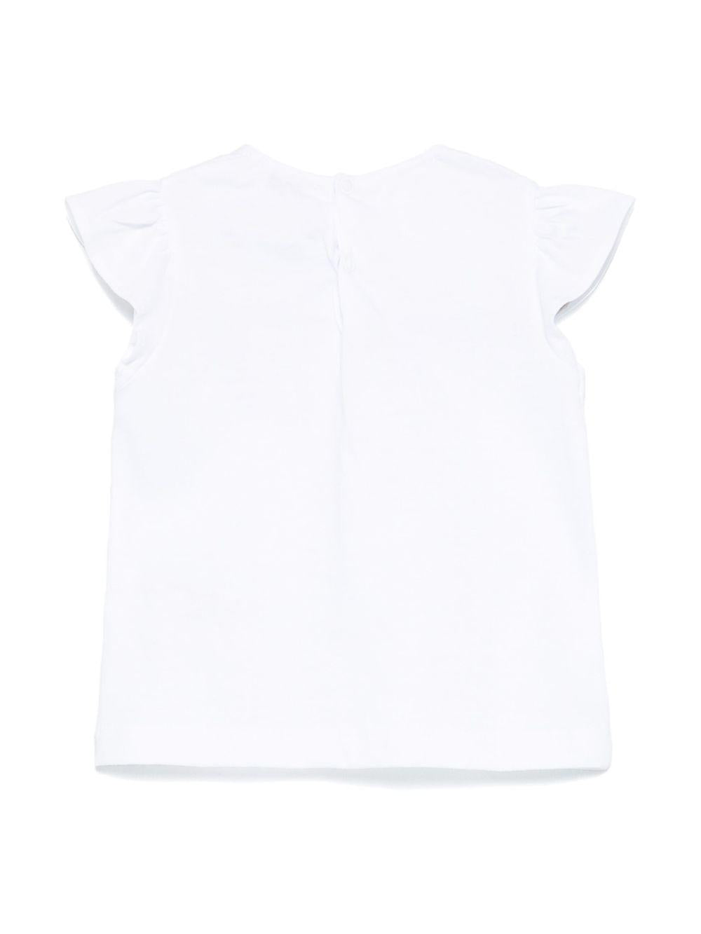 T-shirt con logo ricamato per neonato Il Gufo bianco con maniche ad aletta P25TS475MF001 010 IL GUFO