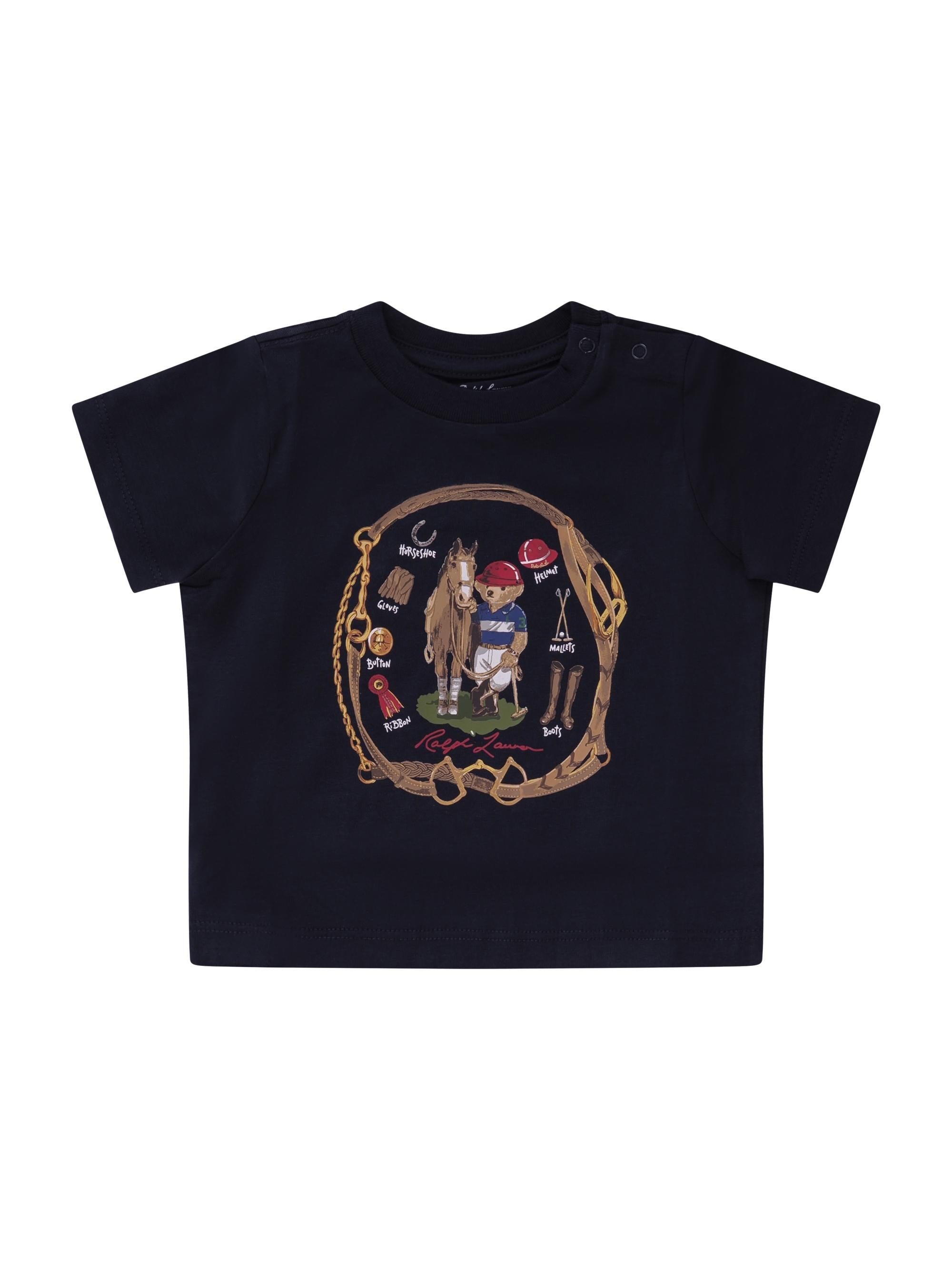T-shirt per neonato Polo Ralph Lauren Kids nera con stampa Polo Bear 320A96608 001 Ralph Lauren kids