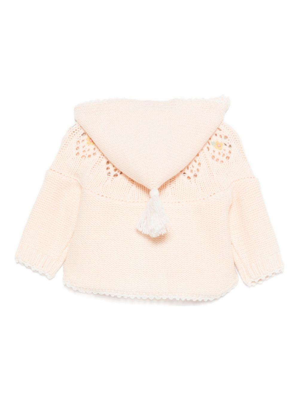 Cardigan per neonata Louise Misha rosa con ricamo floreale FRC-W25-C0074 BLUSH LOUISE MISHA