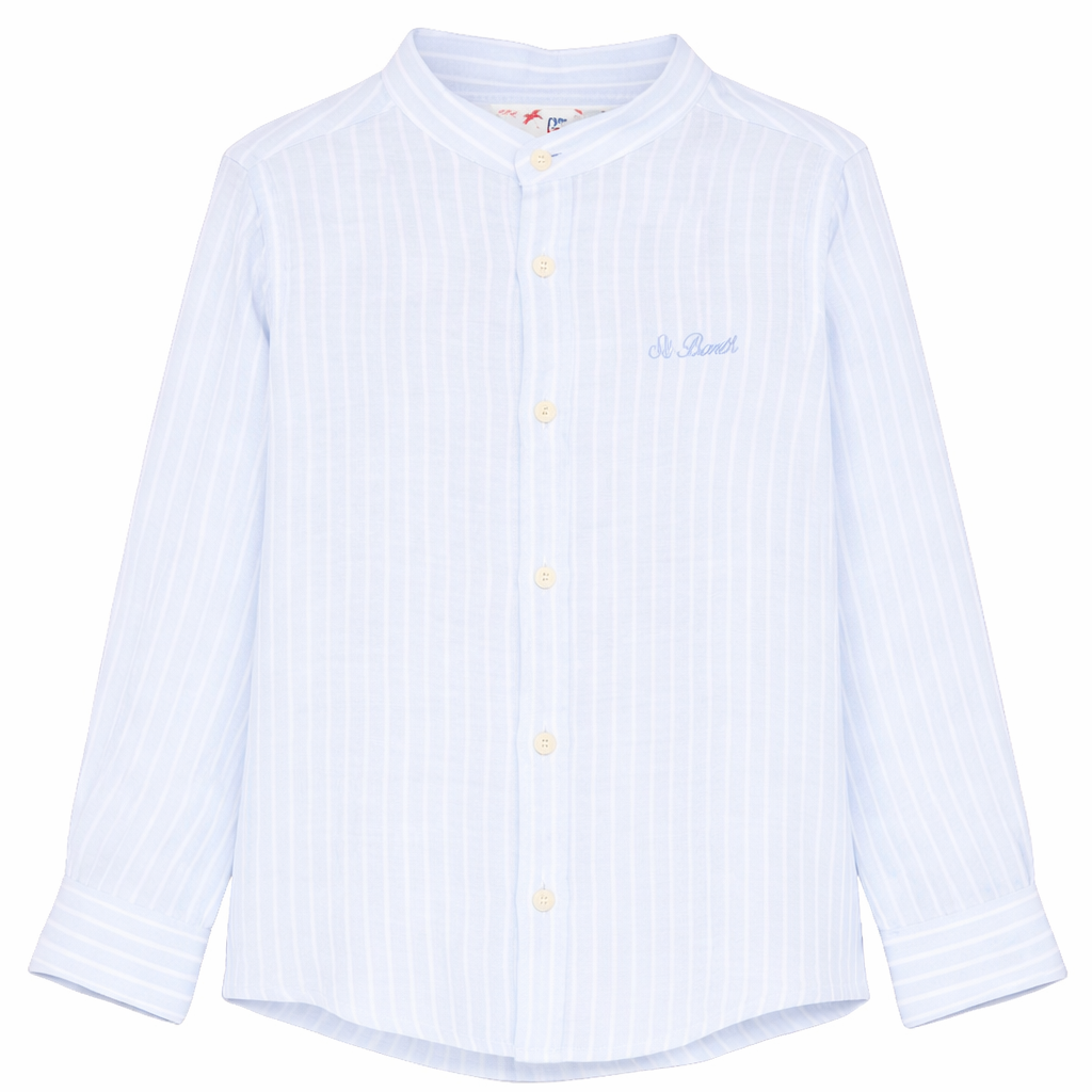 Camicia per bambino MC2 Saint Barth Kids azzurra con design a righe PAT0001 00858L MC2 ST. BARTH KIDS