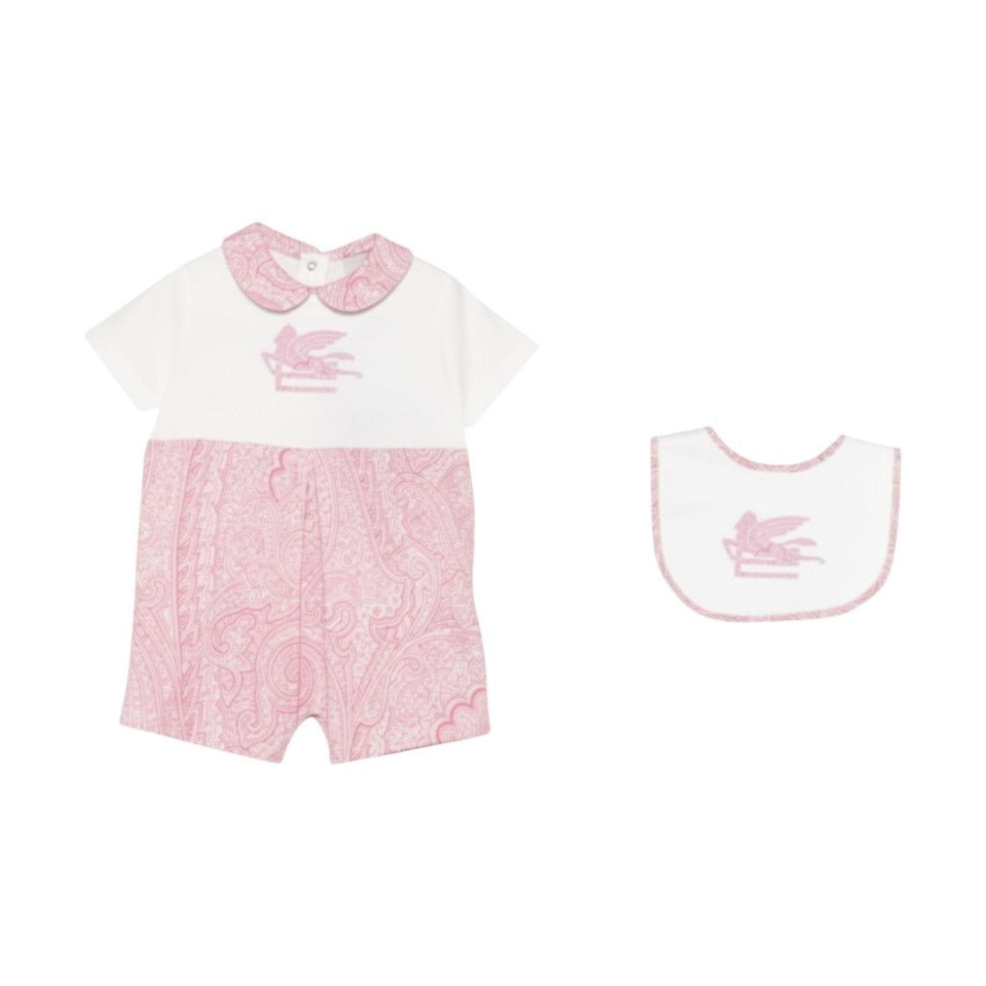 Tutina e bavaglino per neonata ETRO KIDS bianchi con stampa paisley (2 pezzi) GYB550 Z3771 502 ETRO KIDS