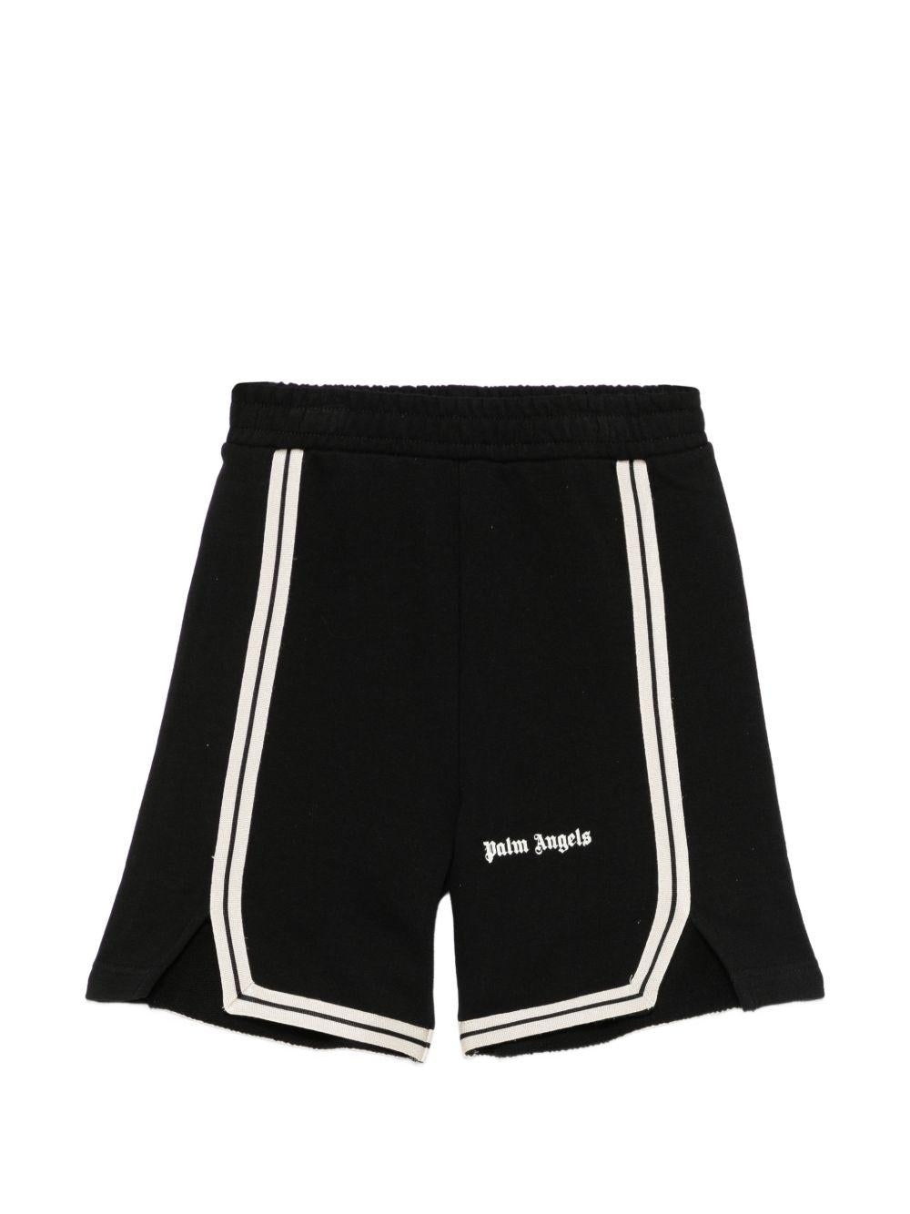 Shorts per bambino Palm Angels Kids nero con dettaglio logo PBCI007S26FLE001 110 PALM ANGELS KIDS