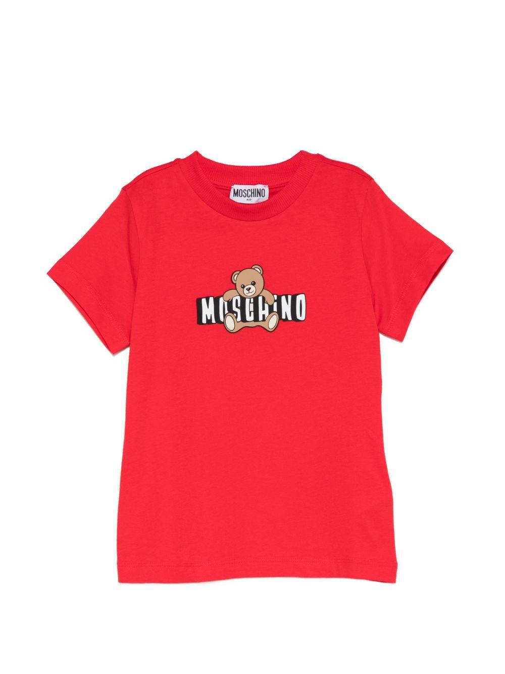 T-shirt per bambini Moschino Kids rossa con stampa grafica HZM058LAA03 50109 MOSCHINO KIDS