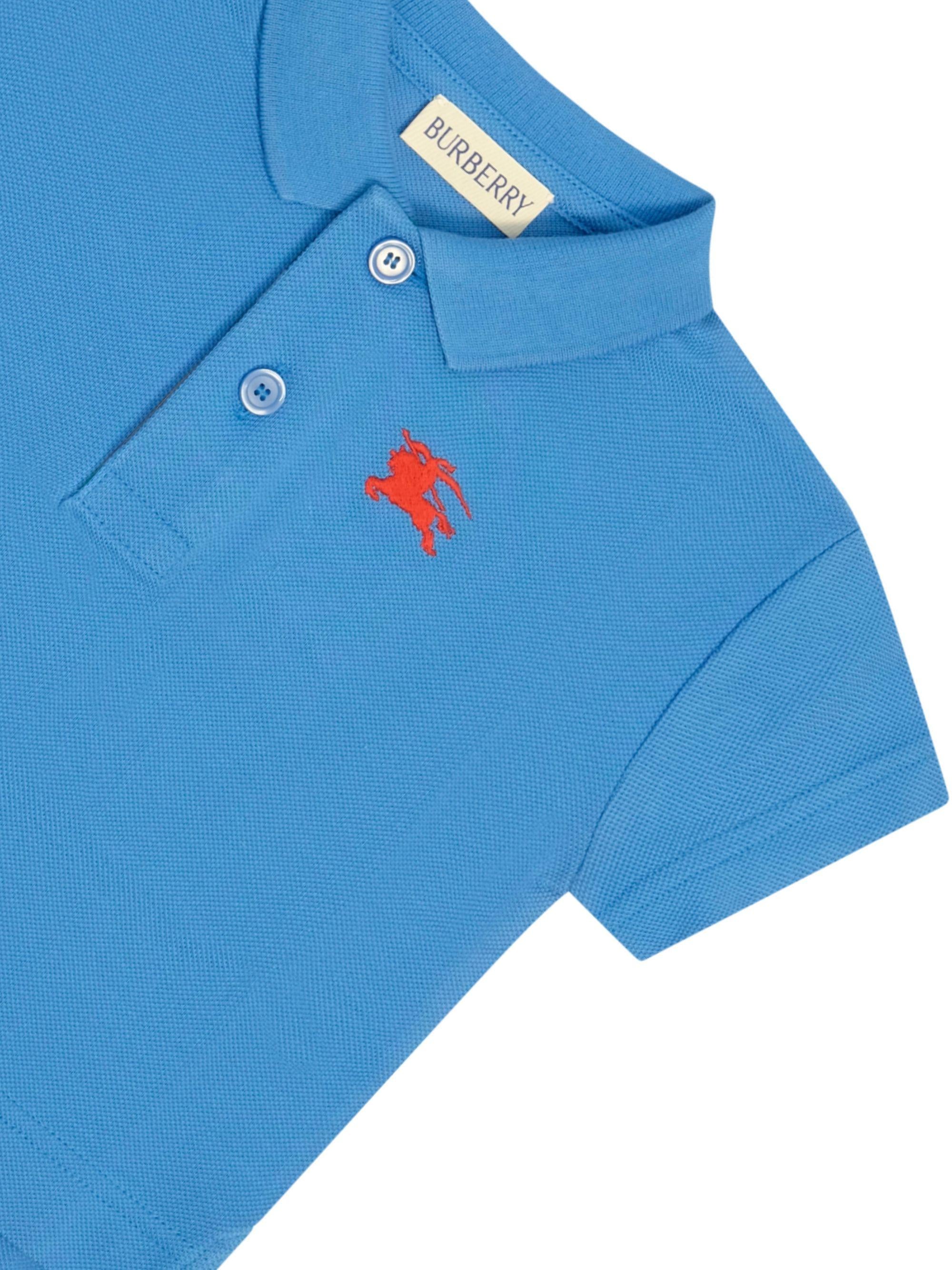 Polo per neonati Burberry Kids blu con logo ricamato 8121359 C4138 BURBERRY KIDS