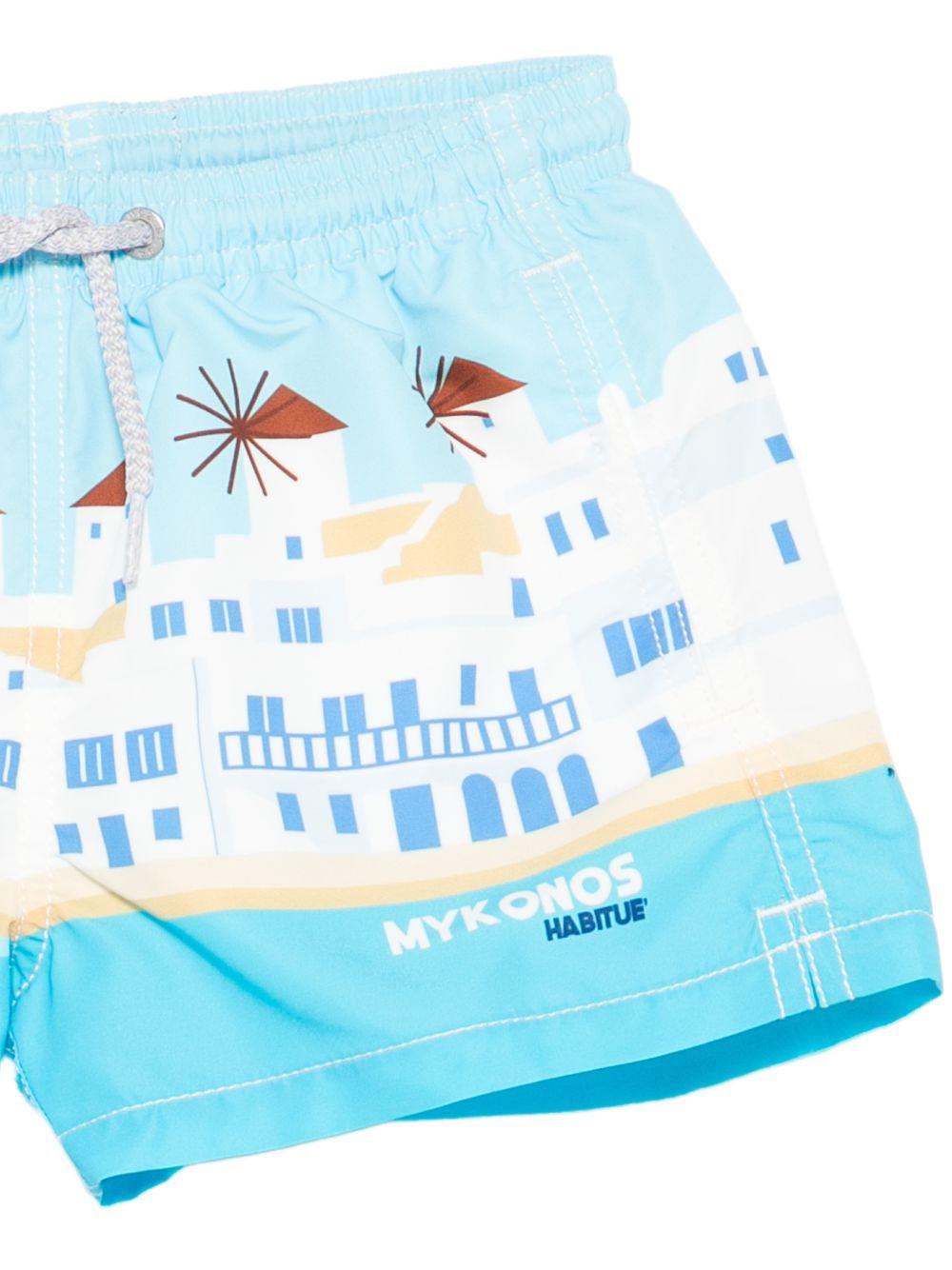 Costume da bagno per bambino MC2 Saint Barth Kids azzurro con stampa grafica Mykonos HAI0001 02284L MC2 ST. BARTH KIDS