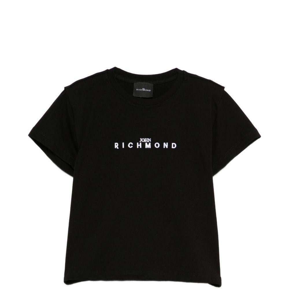 T-shirt per bambina John Richmond Junior nera con dettaglio logo RGP26112TS BLACK JOHN RICHMOND KIDS