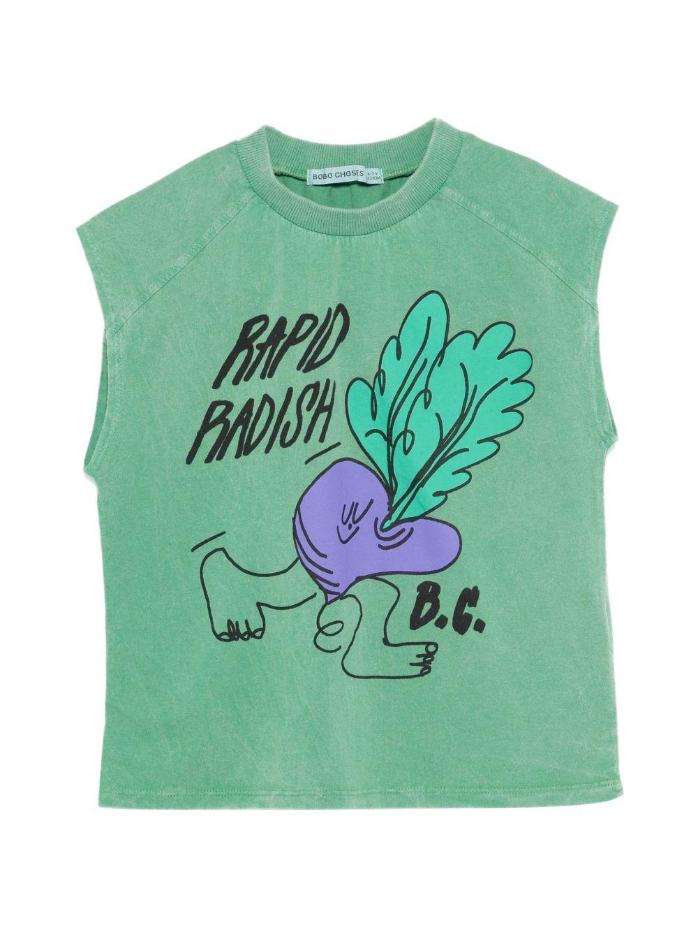 Canotta per bambino Bobo Choses verde con stampa grafica "Rapid Radish" B126AC026 311 BOBO CHOSES KIDS